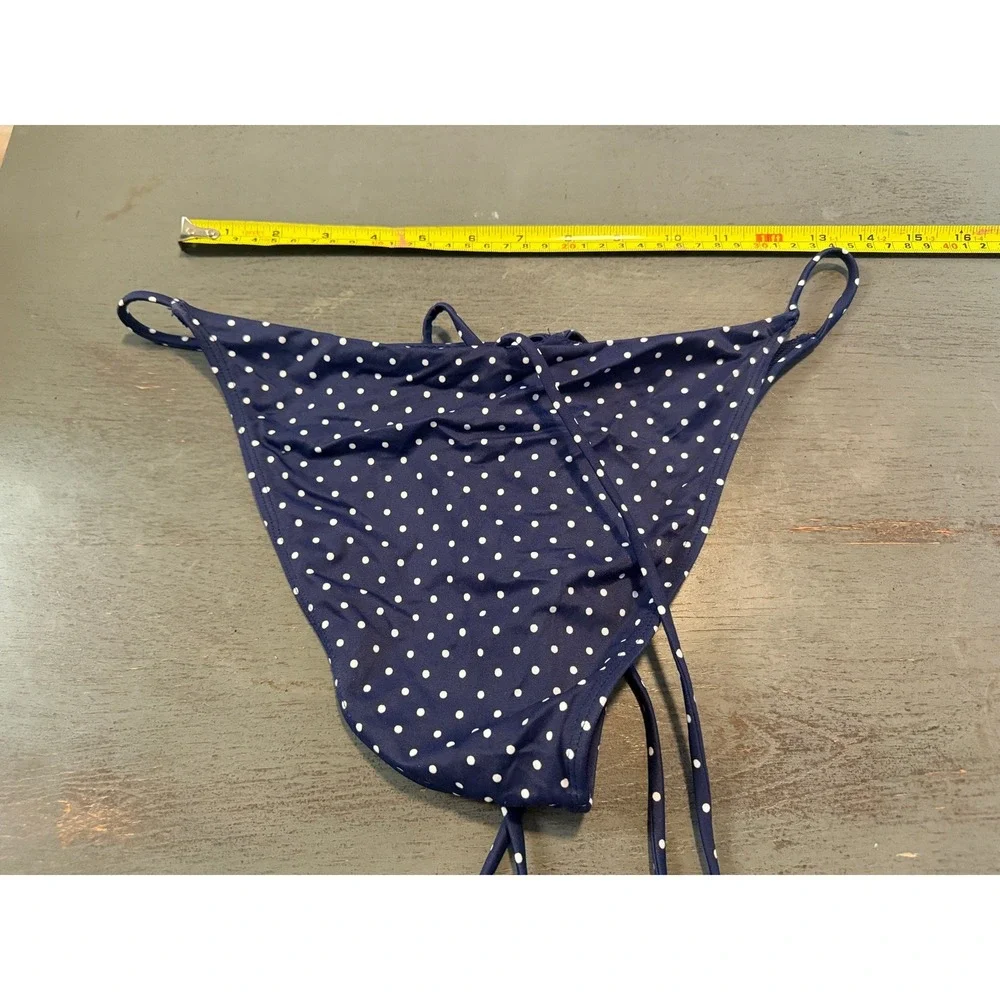 LA Hearts PacSun Navy Blue White Polka Dot Strappy Bikini Bottom Large